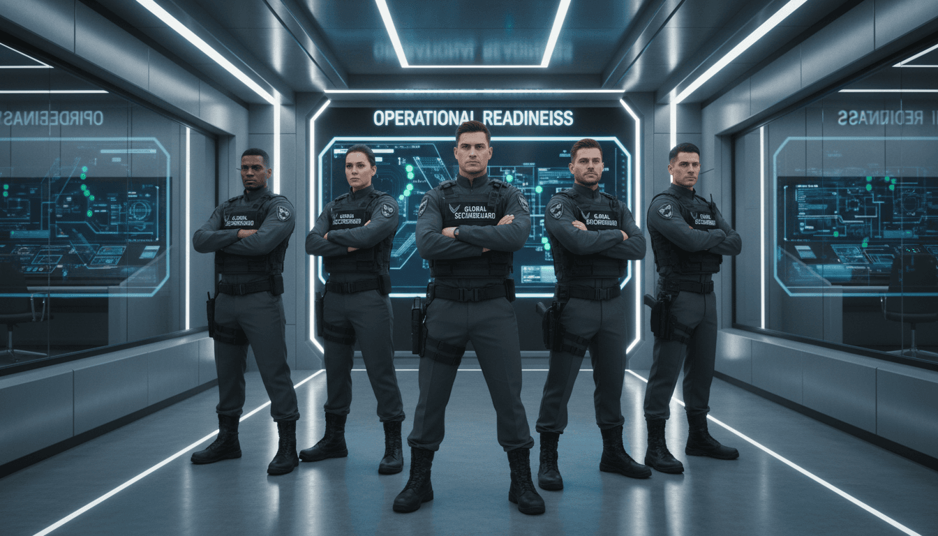 Professional uniformed security personnel in secure environment